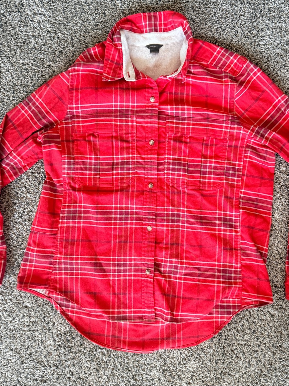 Eddie Bauer Red Plaid Long-Sleeve Button-Down Shirt